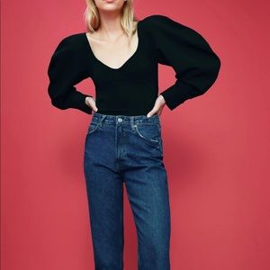 ZARA balloon sleeve bodysuit (black)